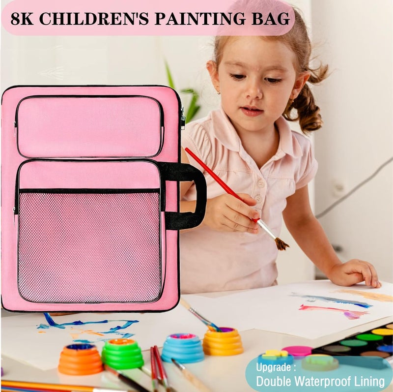 TreochtFUN Art Portfolio kids, Drawing Supply Bag 15x18 In For Children Lesson,Artwork Case Storage Sketchbook,Drawing Pencil,Artist Set. (Pink) - Image 5